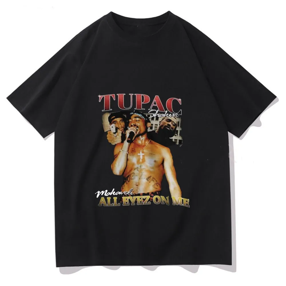 

Hot Selling Men T-Shirt 100% Cotton Printed 2Pac Hip Hop T Shirt Men Oversized Graphic Tshirts, Shown