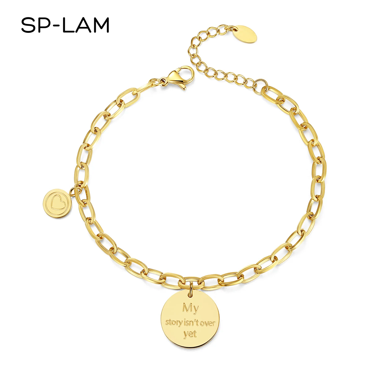 

SP-LAM New Design Stainless Steel Bohemian Woman Letter Chain Simple Charm & Bangle Fashion Bracelet