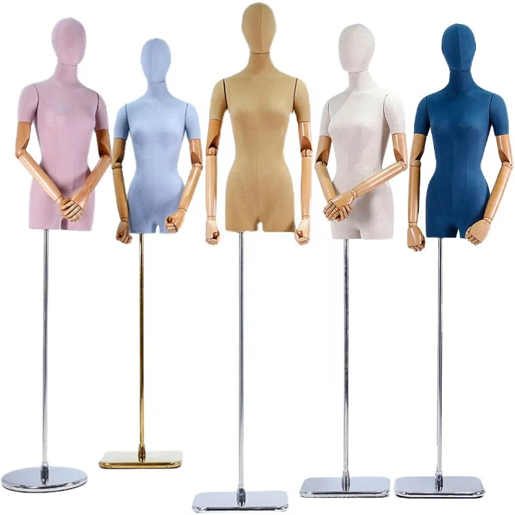

XINJI High End Adjustable Torso Dress Form Female Mannequins Body Dress Model Stand Half Body Fabric Women Mannequin Display, As picture(any colors are available)