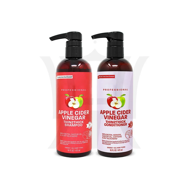 

Hot sell Organic Biotin Apple cider vinegar set shampoo & conditioner 16.6oz for hair growth for all hair types for men & women