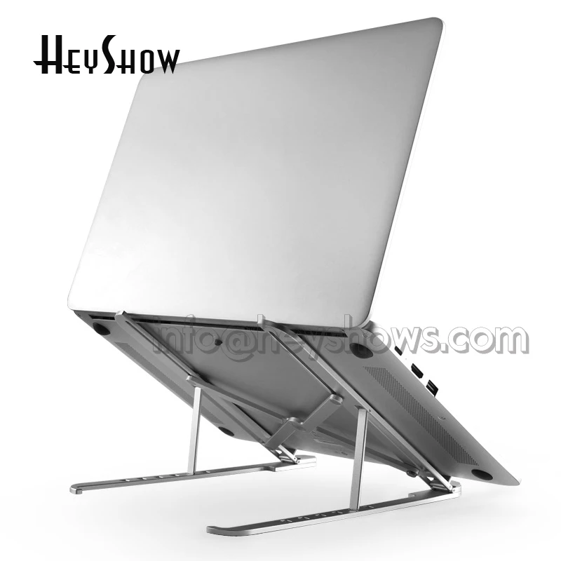 

Adjustable Laptop Stand Folding PC Holder Notebook Bracket Aluminum Alloy Silver Universal For All Laptop