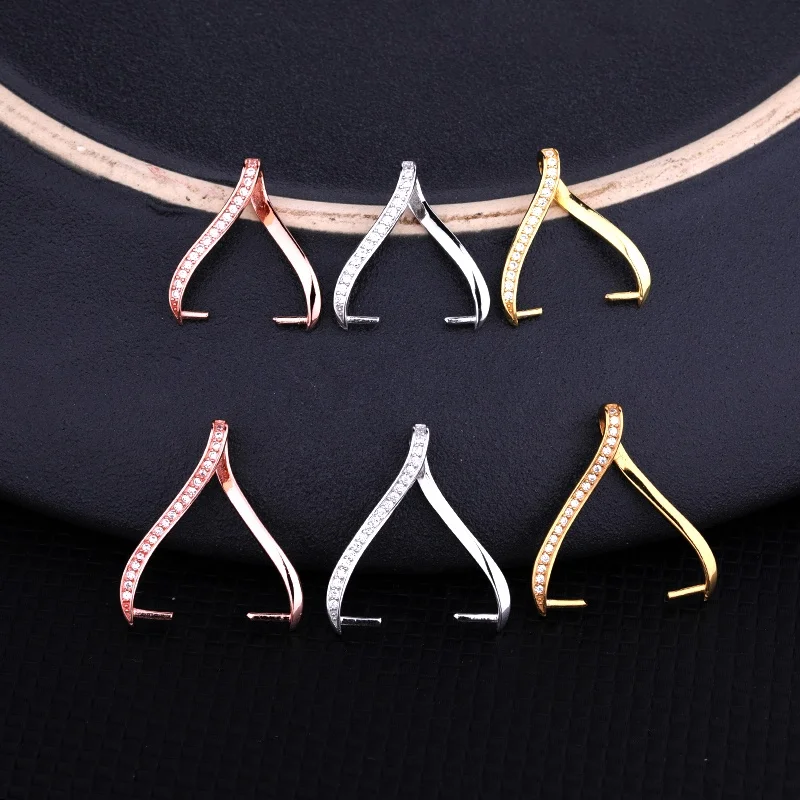 

925 Sterling Silver Metal Clips Pinch Clips Bails Charm Pendant Buckle DIY Necklace Connectors Jewelry High Quality Accessories, Platinum/gold/rose gold