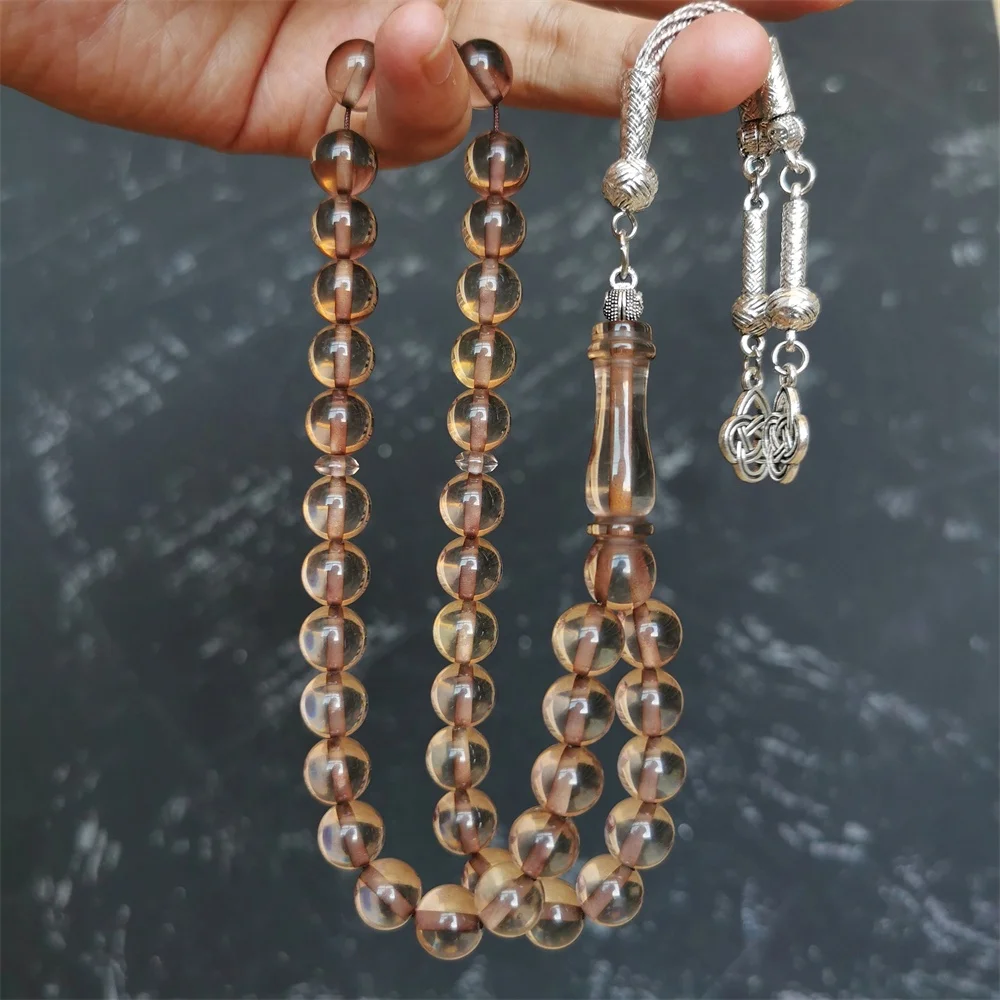 

Arabic jewelry Clear resin amber color 10mm 39 tasbih Islamic masbha gifts Muslim tesbih prayer beads sibha rosary bead