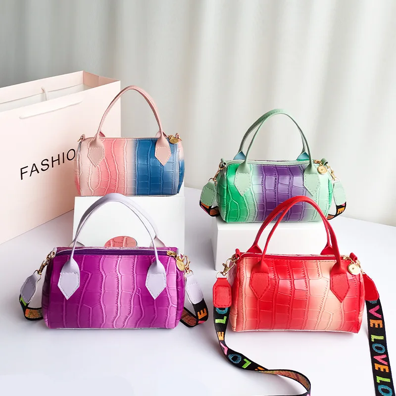 

Candy Color Handbag Alligator Pattern Pillow Bag Women's Trend Tote Bag Single Shoulder Crossbody Bag, As photo show