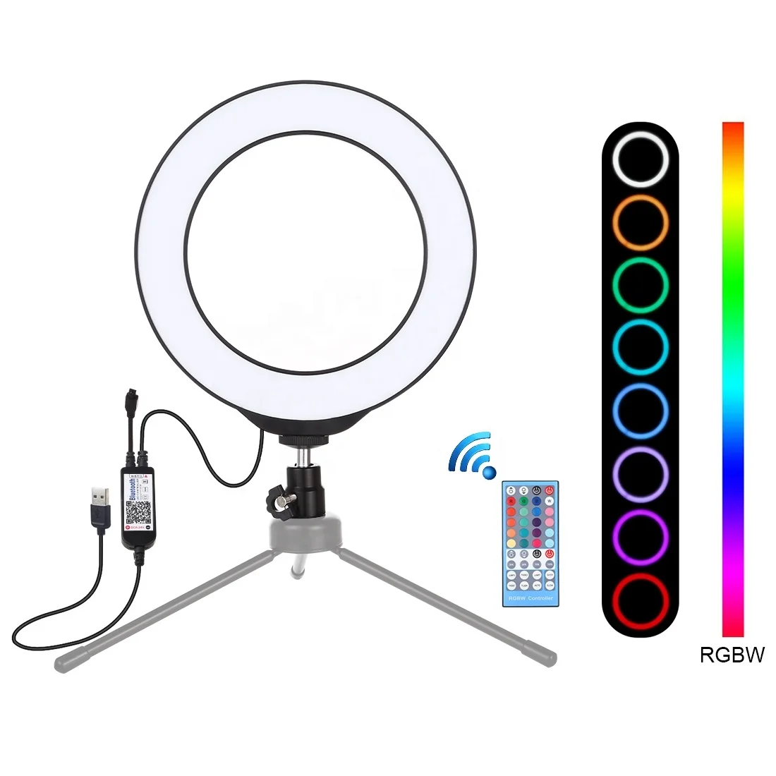 

9 inch RGB dimmable ring light LED ring fill light 30cm color fill light (without tripod), White + colors