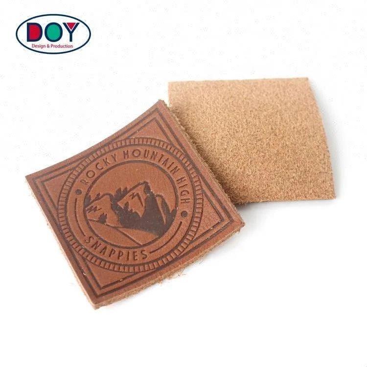 
High Quality Hot Stamping Custom Logo Embossed Real Leather Labels Patches for Jeans and Bags 