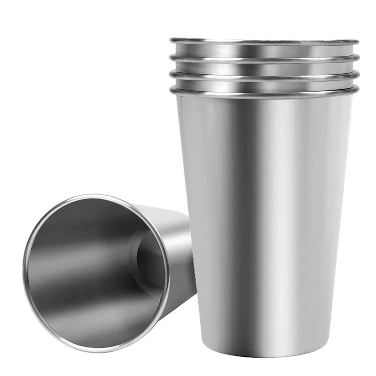 

Stainless Steel Pint Cups 16OZ Metal Water Cup Drinking Cup For Camping With Custom Logo, Silver color/customized color