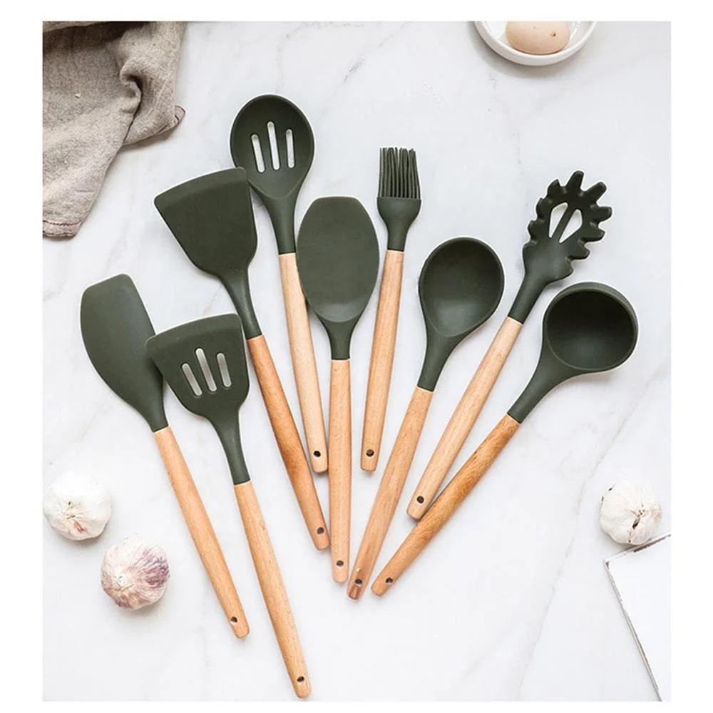 

2020 Amazon kitchen accessories Silica gel utensil cookware sets cooking kitchen tools, Customized