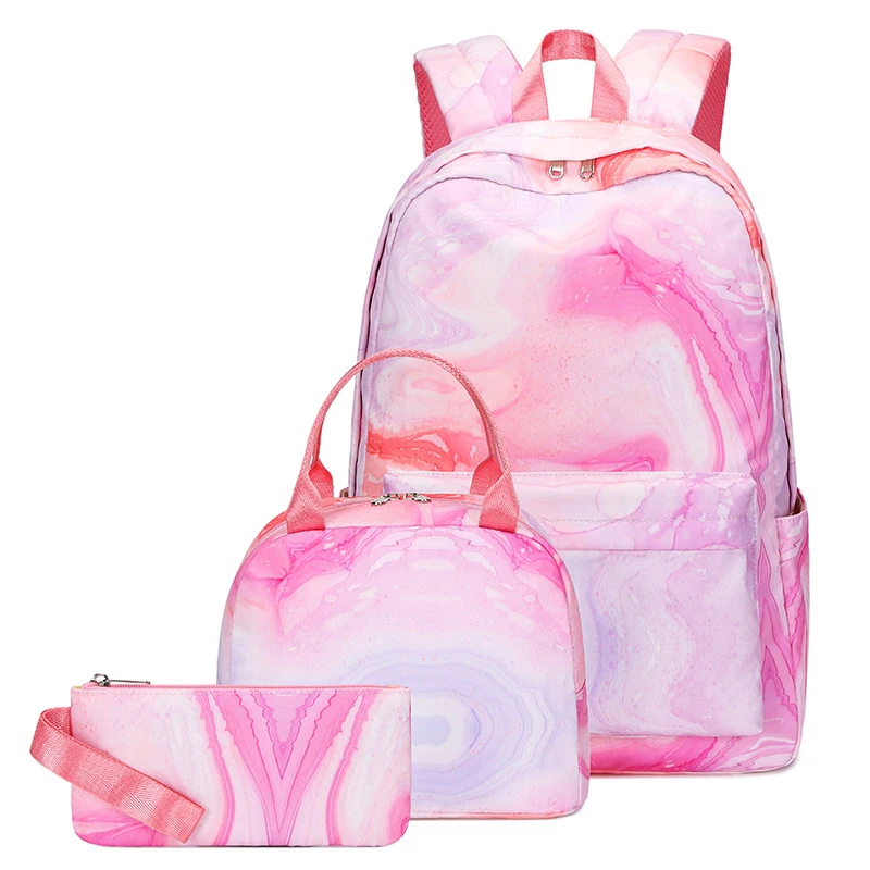 

Fashion 3 Pcs Set Printing Girls Backpack Student Kids School Bag With Lunch Bag