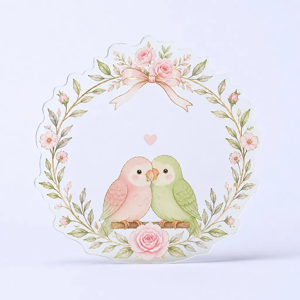 Wedding Lovebirds Wreath Transparent Card