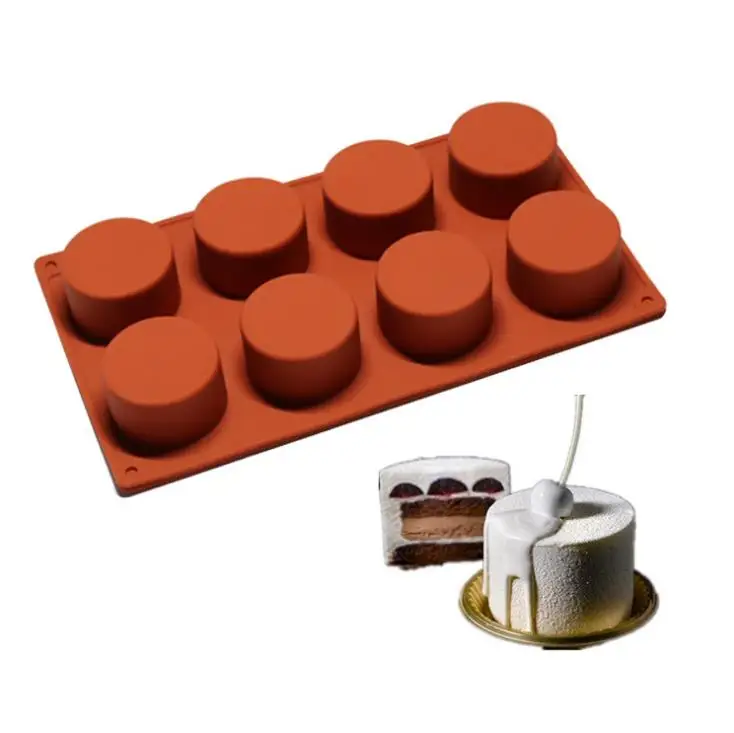 

Amazon hot sell Food Grade Silicone 8-cavity Soap mouss Cake Cup Muffin Baking Pan Cake tools non-stick silicone chocolate molds