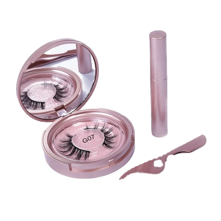 

Hotsale Magnetic eyeliner with customized logo one set box False magnetic lashes mink lashes, Natural black