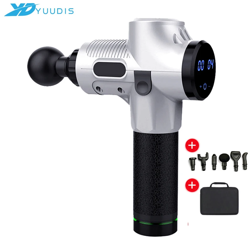 
2020 New Design Muscle Massage Gun,Deep Tissue Handheld Percussion Massager with 30 Adjustable Speed, 6 Types of Massage Heads 