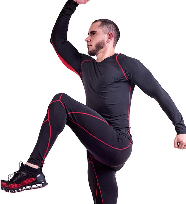 

Quick Drying Men's Long Sleeve and Running Pants Tracksuits Sportswear Gym Training Jogging Sport Wear Set for Men Waterproof, Gray , white , red