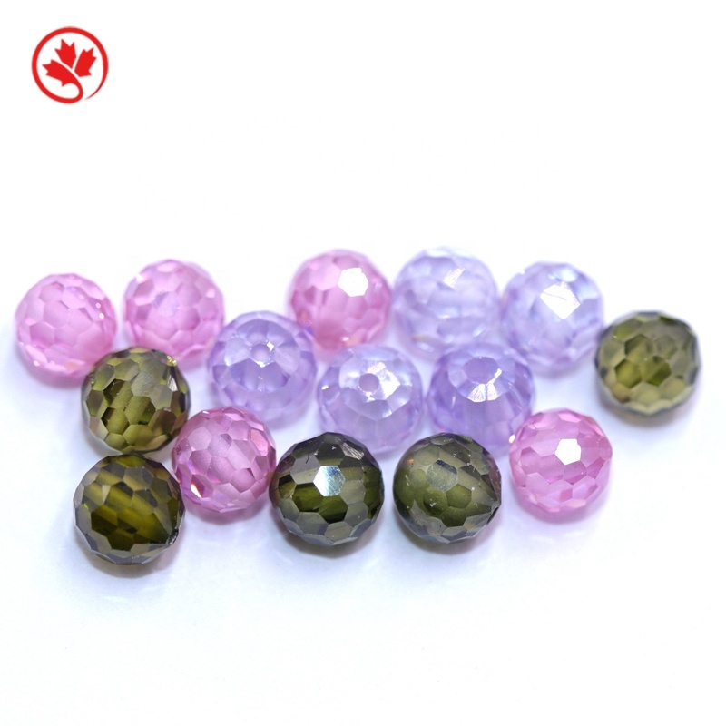 

Redleaf Jewelry wholesale faceted Ball round shape multicolor Cubic Zirconia beeds