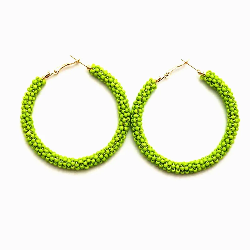 

Girls handmade bohemian beads earing temperament hoop earrings for women statement earrings accessories party jewelry