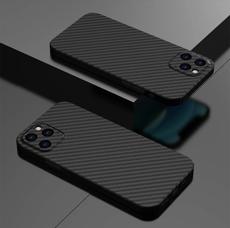 

Luxury Carbon Fiber Aramid Case Phone Cases for Apple iPhone 11 12 Pro Max 12 Mini Ultra Thin Slim Shockproof Shell Cover, Matte black
