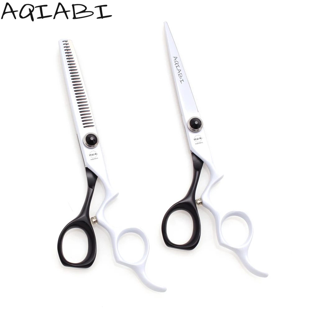 

Hair Cutting Scissors 5.5'' 6" AQIABI JP Steel Thinning Shears Professional Scissors White and Black A9016