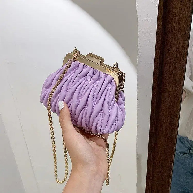 

Elegant Ladies Purses Women Handbags Chic Clip Ruffle Coin Purse Mini Bag Fashion Chain Women's Shoulder Bags