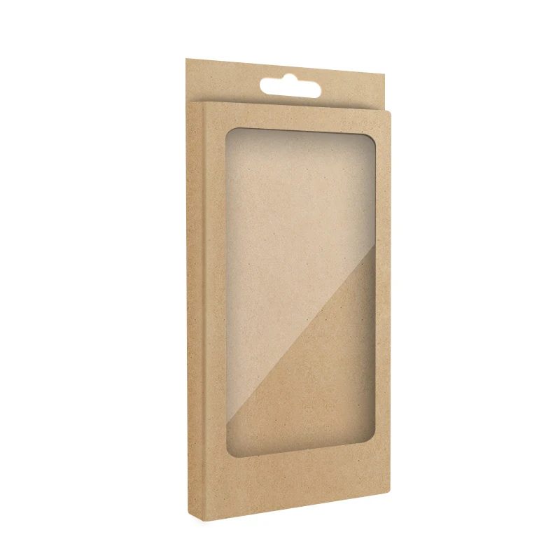 

Universal Kraft Paper Box for Phone Case Packaging With Clear PVC Window Simple Blank Retail Package