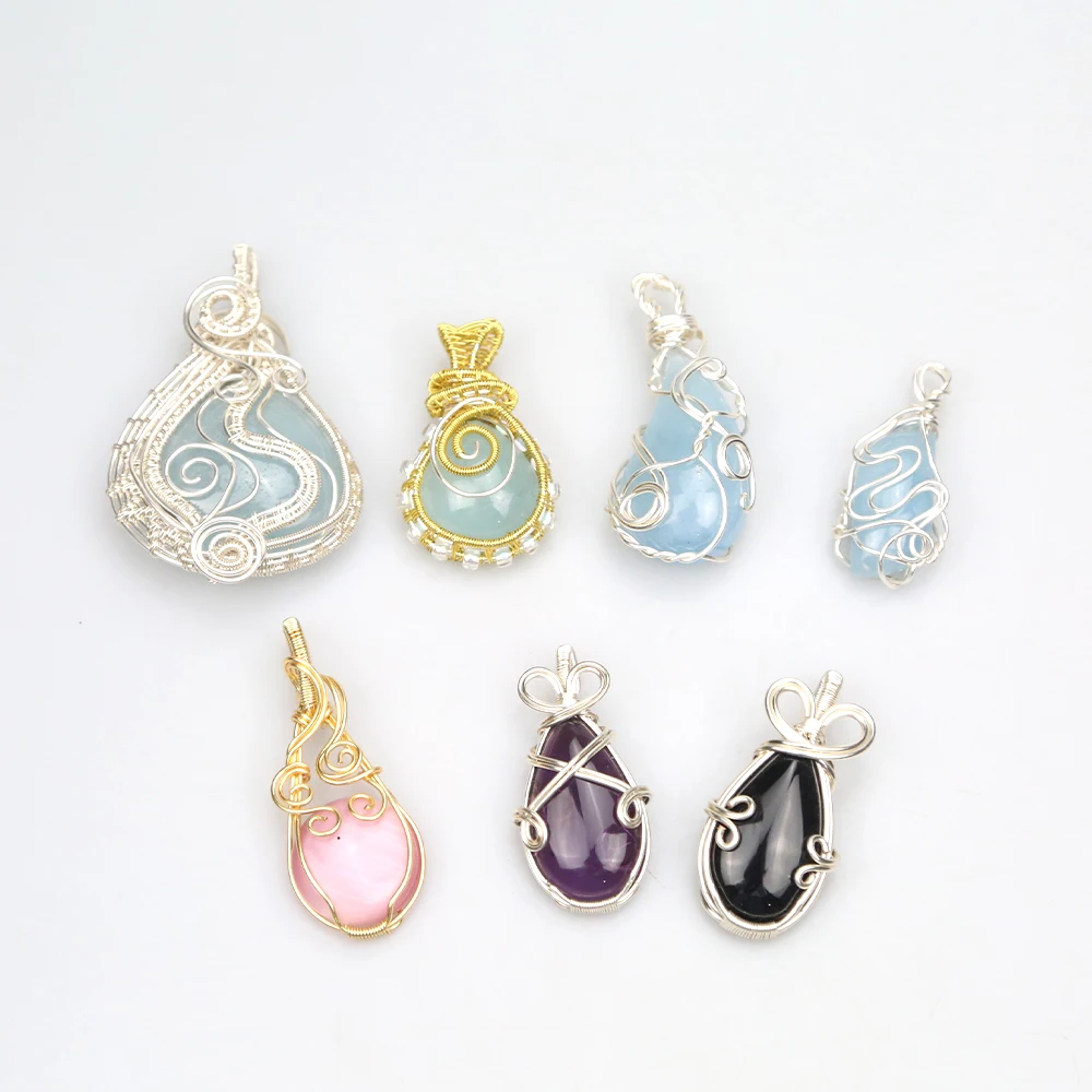 

XuQian Customized Handmade Copper Wire Wrapped Stone Pendant, Picture