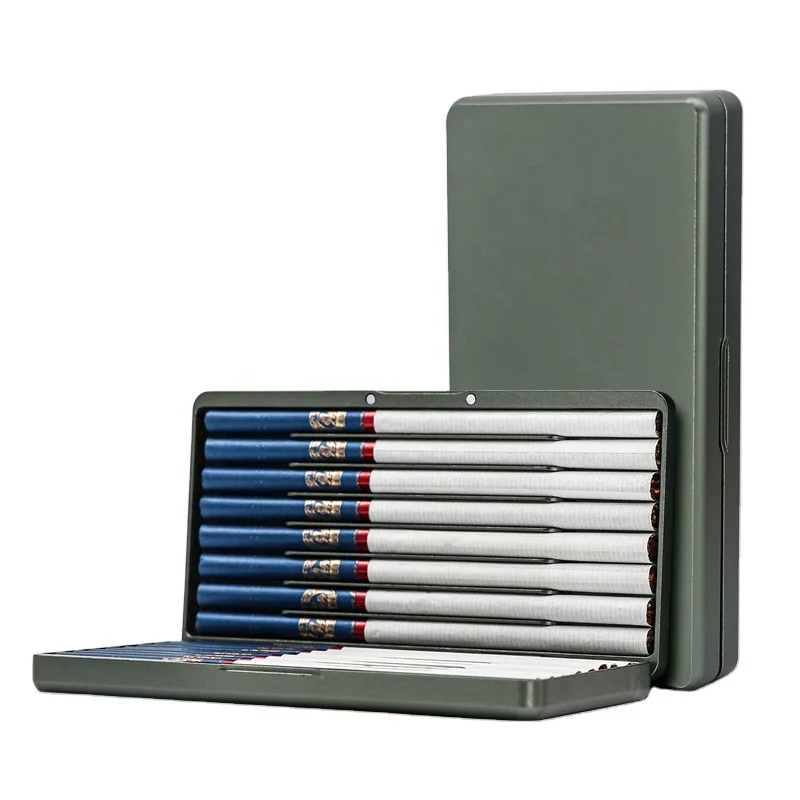 

16/pcs Aluminum alloy cigarette protection box mini and portable for tobacco, Green