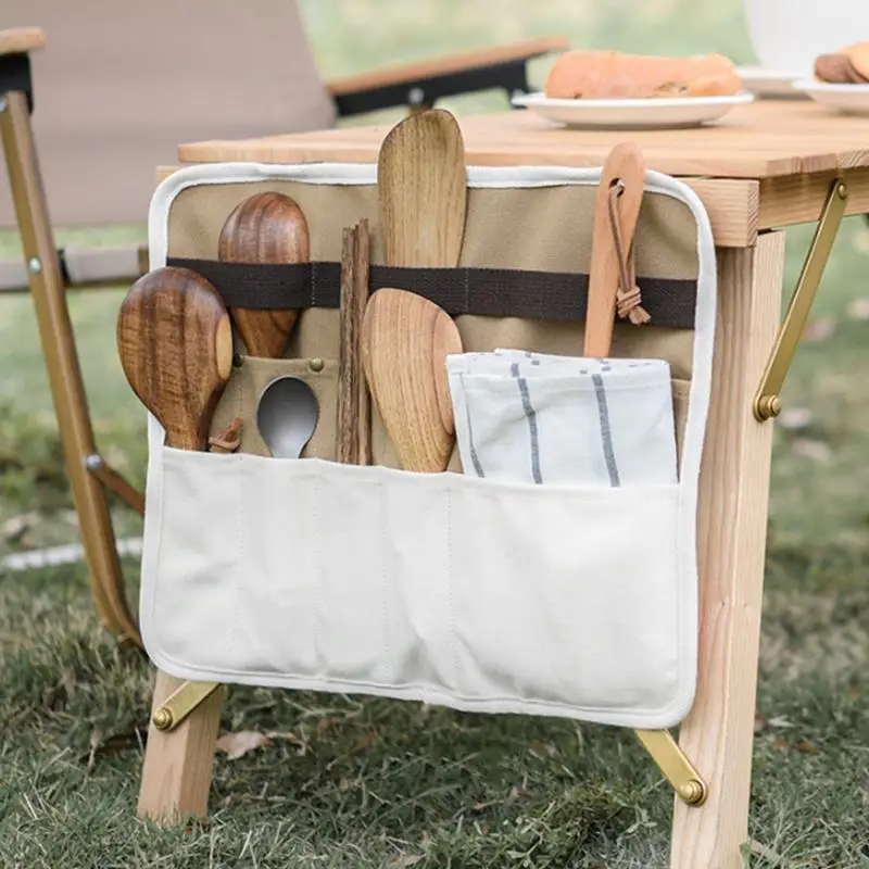 

cutlery storage bag H0Q8a barbecue tableware canvas storage bag