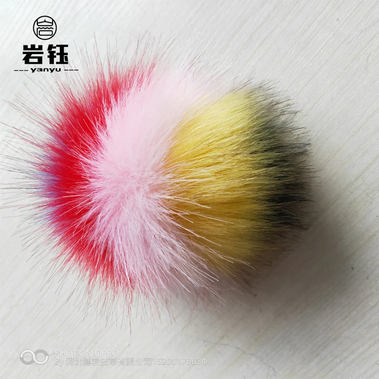 
Customized Fluffy fashion cute ball faux fox ball fake fur pompon faux fur pom with snap 