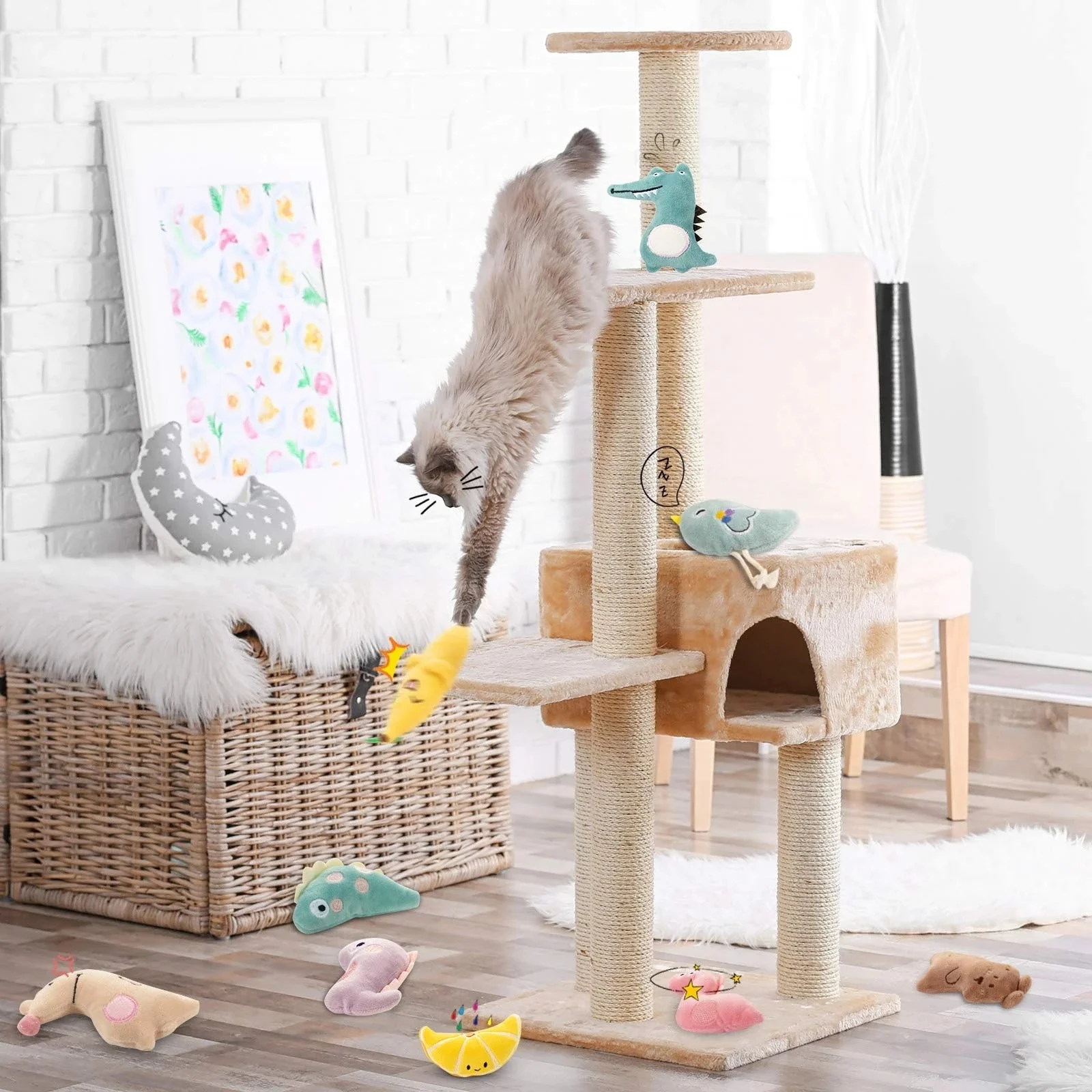 

Cat Toy Catnip Interactive Plush Stuffed Chew Pet Toys Claw Funny Cat Mint Soft Teeth Cleaning Toy For Cat Kitten Pet Products, As the picture shows