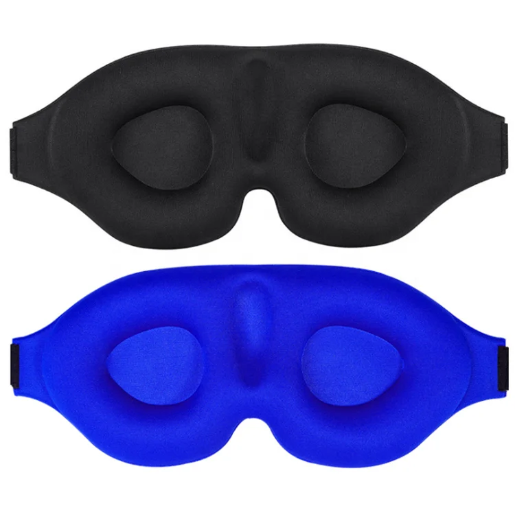 

3D contoured cup blindfold concave molded soft comfort eye shade cover sleep eye mask for men and women, Black/blue