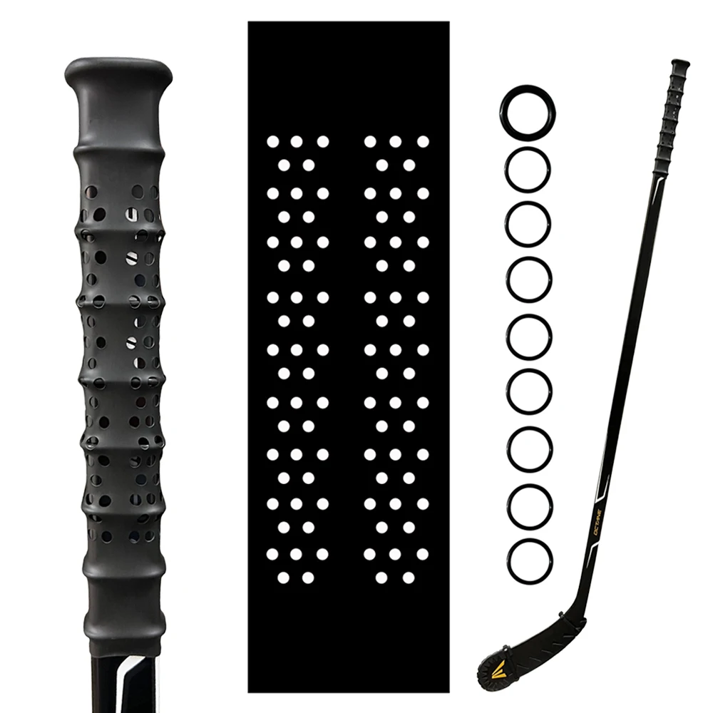 

Ice Hockey Stick Grips with Holes Non-Slip Heat Shrink Rubber Sleeve Hockey Grip Tape