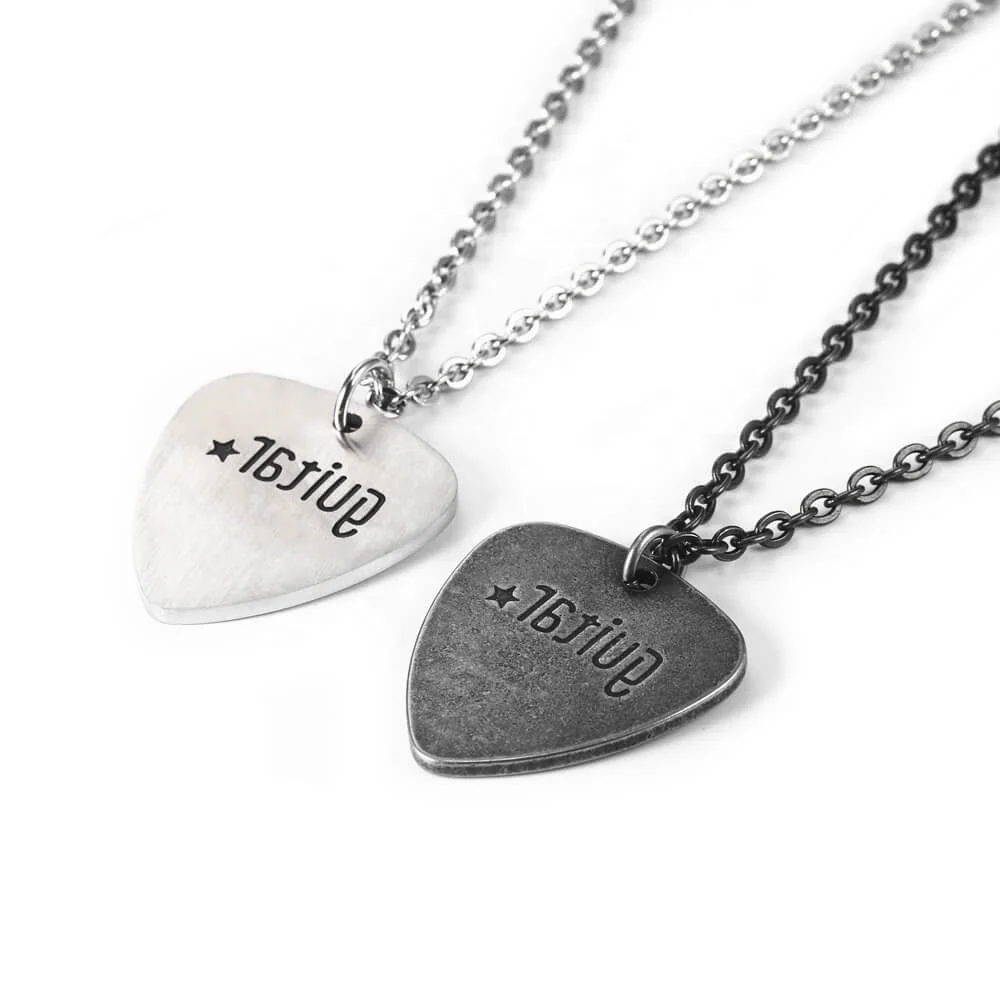 

Inox 316L Stainless Steel Jewelry Custom Necklace Pendant Wholesale Guitar Pick Holder