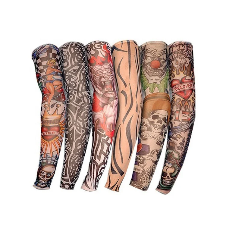 

Customized Design Nylon Bicycle Arm Sleeves, Breathable Sport Cycling UV Protection 3D Fake Temporary Tattoo Sleeves, Custom color