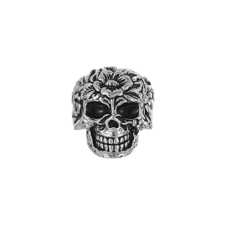 

Men's jewelry silver ring retro fashion jewelry locomotive goth punk gold-plated skull ring, Ancient gold and silver