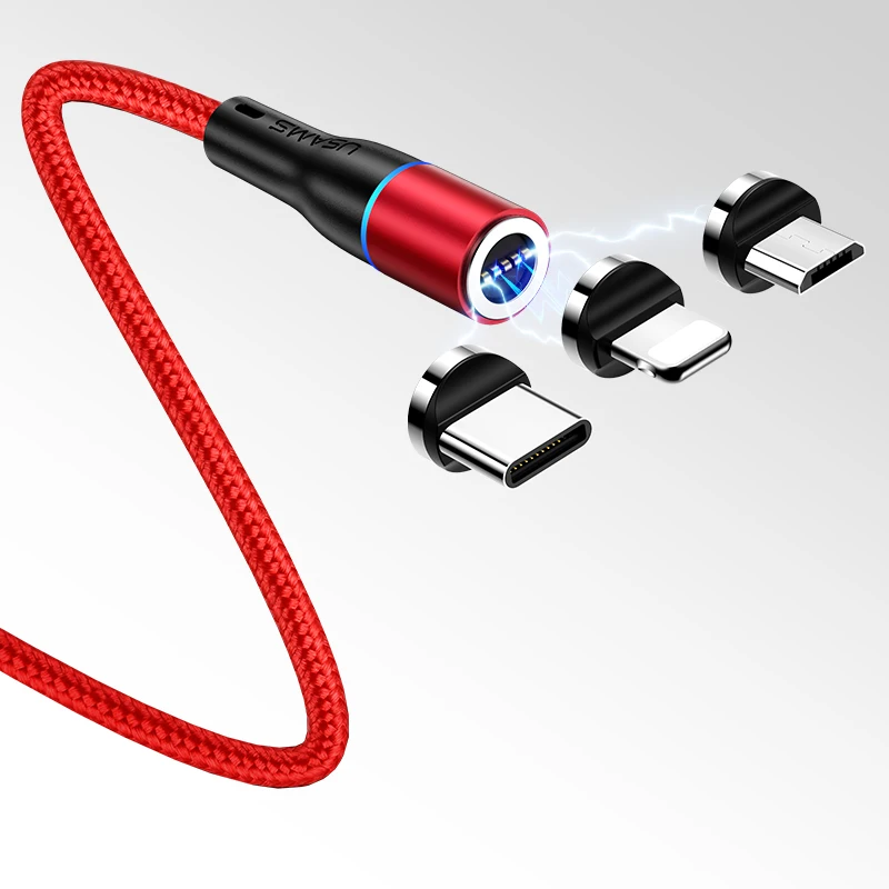 USAMS Universal Port Nylon Braided Magnetic Type C 2.4A Fast Charge Data Cable