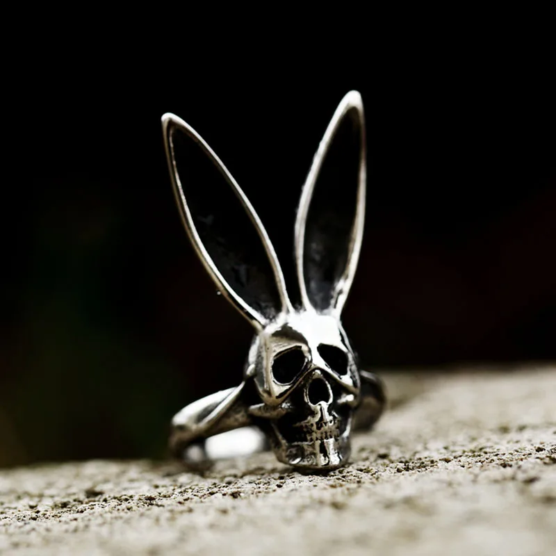 SS8-809R High Polishing Stainless Steel Rings Long Ears Animal Skull Rabbit Ring For Women Men Party Jewelry Accessories