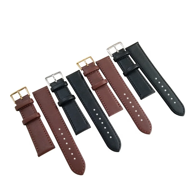 

Assorted size black brown cheap leather strap watch band men and women PU leather watch straps