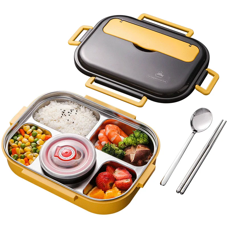 

Portable Food Container Microwave Lunch Box Leak-Proof Independent Adult Lunch Box, Yellow,pink,blue,customized color