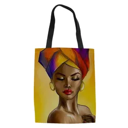 Large Capacity Shoulder Tote Bags Black Women Art African Girls Design Shopping Bags Ladies Foldable Shopper Bag