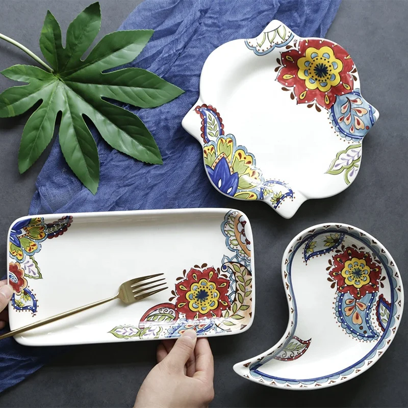 

New design European porcelain kitchen utensils irregular fish plate flatware snack breakfast plate ceramic tableware, As shown