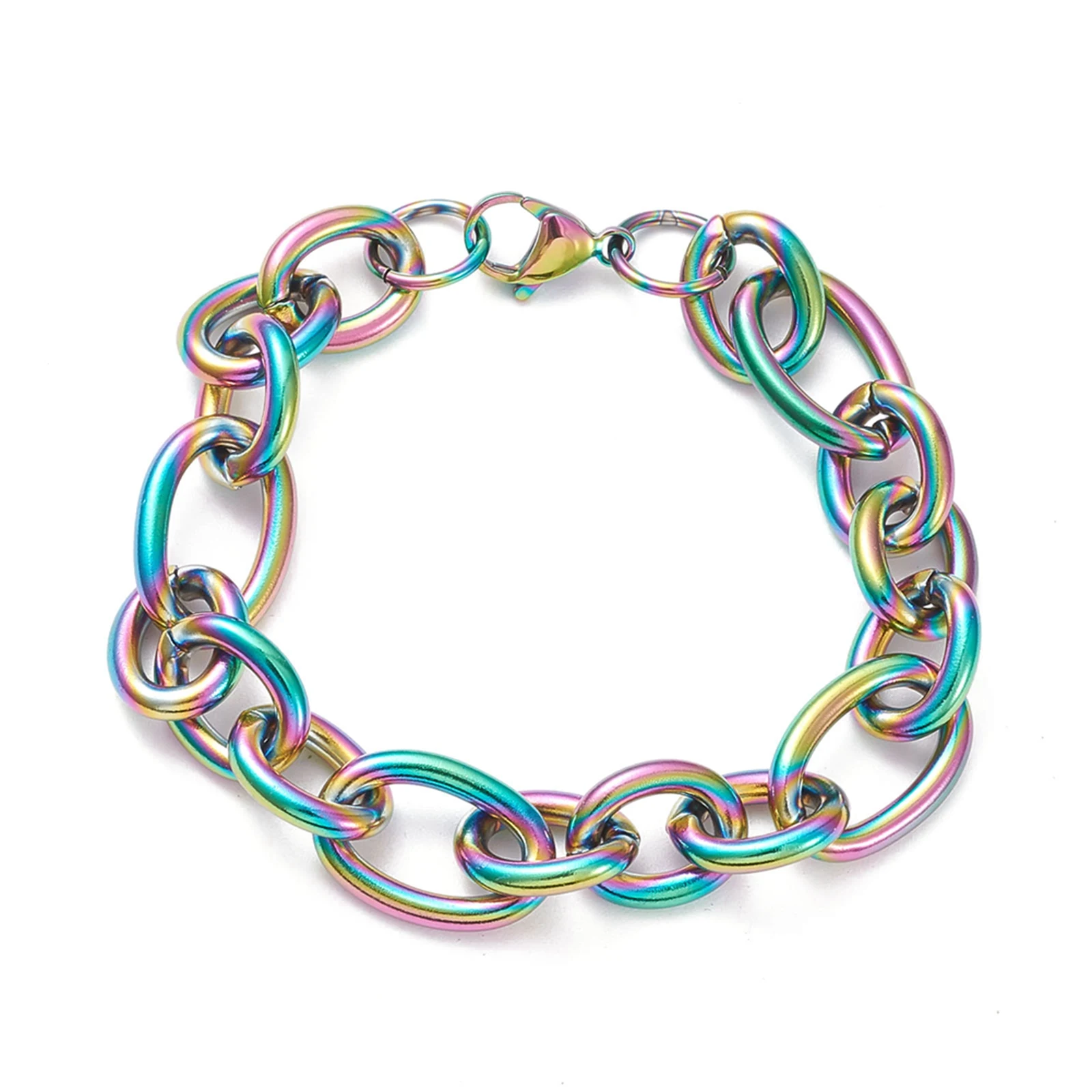 

PandaHall 304 Stainless Steel Rainbow Multi Color Figaro Chain Bracelets