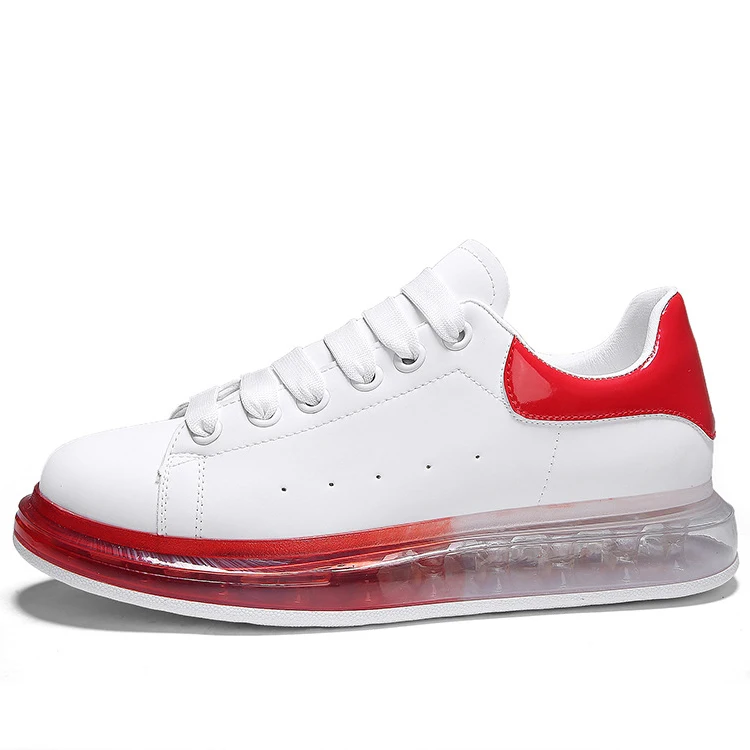 

Fashion trend air jelly sole soft cushioning wearing gradient color white sneakers flat skateboard retro casual shoe for men