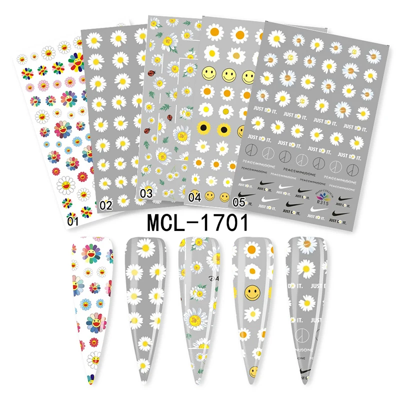 

2021 summer sunflower nail sticker nail art flower pattern stickers decal