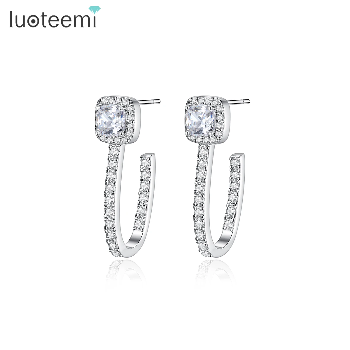 

LUOTEEMI Earing Fashion Jewelry CZ Zirconia Zircon Woman Elegant Geometric Lady Designer Luxury Earring Charm