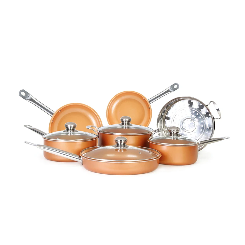 

Hot Sale Kitchen Pots And Pans Induction Aluminum Cooking Set Copper Ceramic Nonstick Cookware Sets