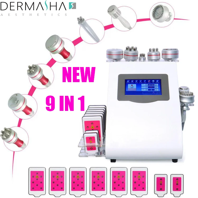 

9 in 1 Ultrasound/Ultrasonic Cavitation Slimming Machine rf Lipo Laser Fat Burning Cavitation Machine