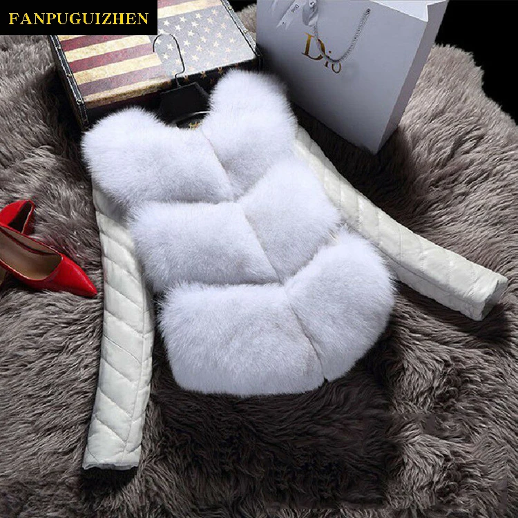 

Woman Outerwear Cropped Fox Fur Jacket Women Luxury Fur Coat Winter Fluffy Furs Overcoat Plus Size Coats, Picture