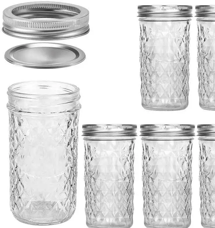 

12 OZ Regular Mouth Mason Canning Jelly Jars With Metal Lids, Clear