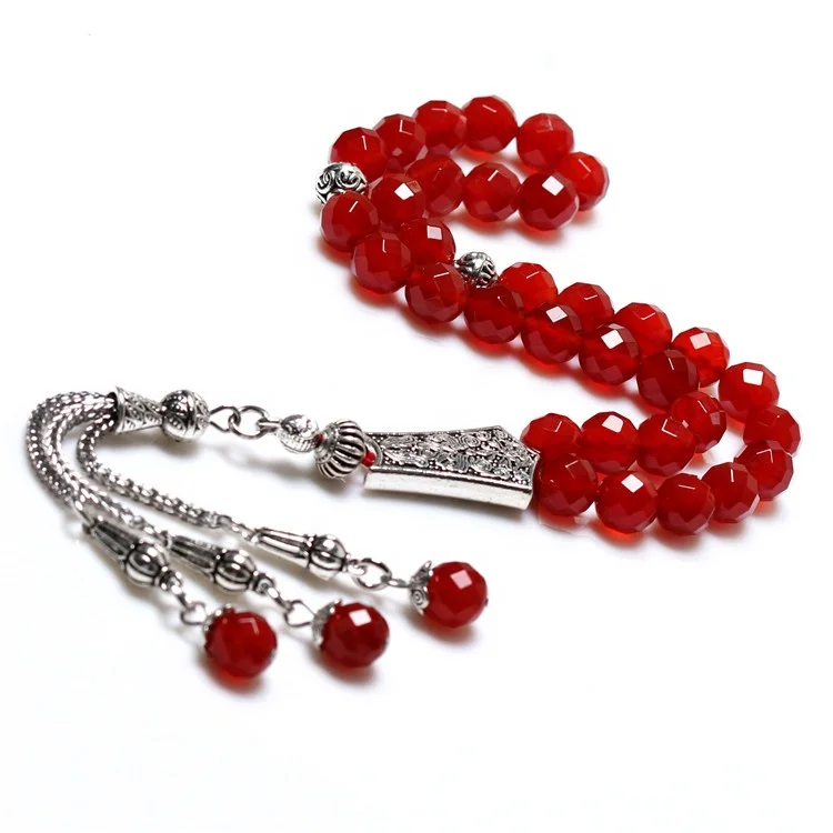 

Wholesale Tasbih 8MM Natural Red Agate Stone Faced Beads Islamic Rosary beads 33 Prayer Beads Muslim misbaha tasbih tesbih