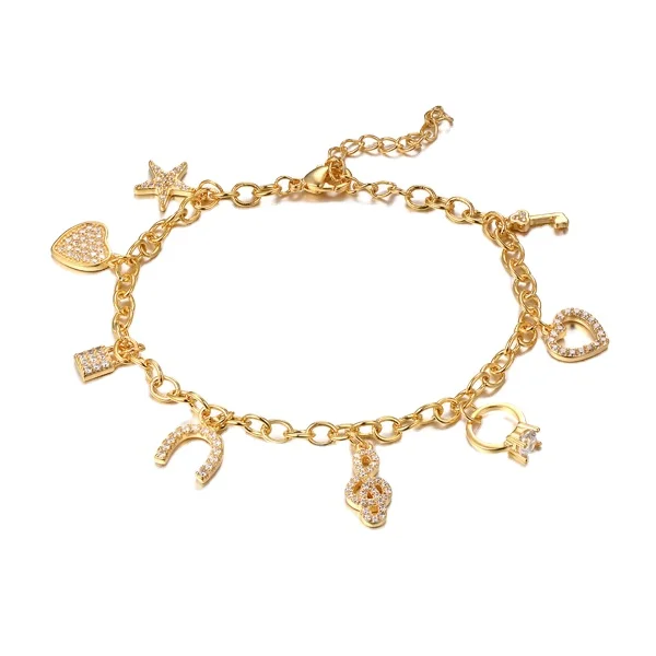 Fancy Gold Plated Hand Chain Charm 